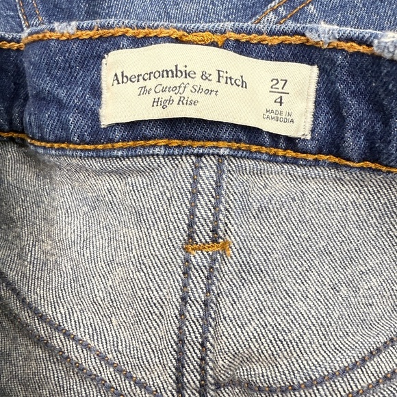 Abercrombie & Fitch size 27 Blue Jean Shorts Distressed High-Waisted - Picture 6 of 6